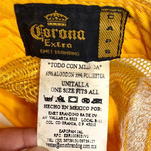 CORONA EXTRA CERVEZA Yellow Puerto Vallarta Mesh Trucker Hat Snapback Cap Beer - Picture 7 of 9